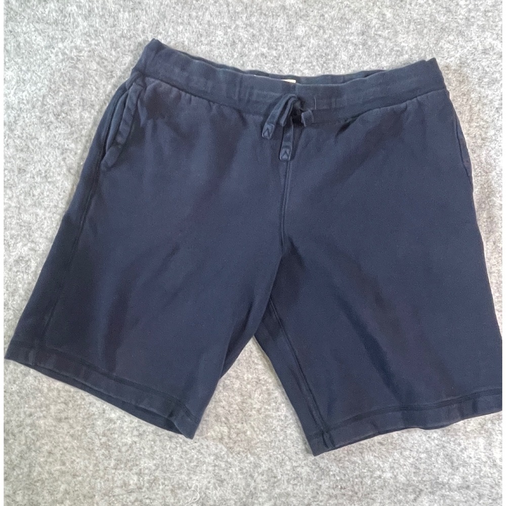 Eddie Bauer Mens Navy Blue Fleece Sweat Shorts Elastic Waist Lounge Pockets L